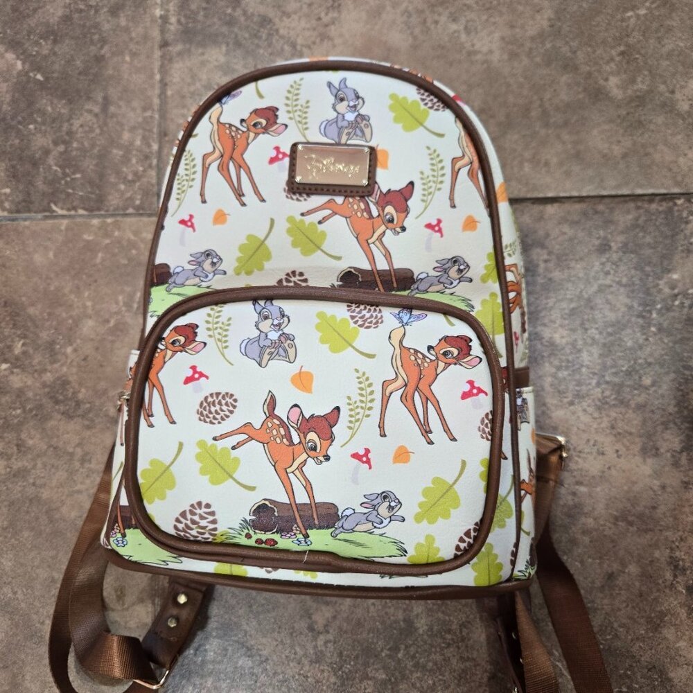 Disney Bambi Mini Backpack – Adorable Forest Print, Light Wear on Back